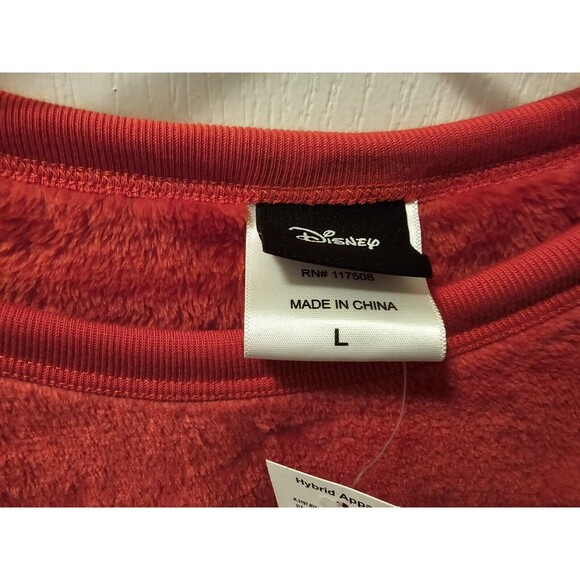 NEW Disney Winking Mickey Plush Sweatshirt Red Size Large NWT From Macys - Picture 12 of 14